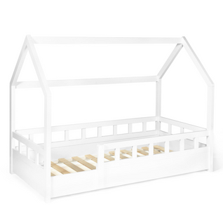 Lit Cabane Enfant 80 X 160 Cm Neree Blanc Avec Sommier Et Barrières