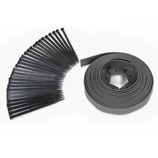 Bordurette De Jardin Flexible 10 M Gris Anthracite Hauteur 5 Cm + 30 Piquets