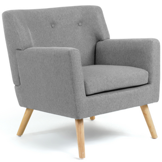 Fauteuil Scandinave Liv En Tissu Gris Chiné