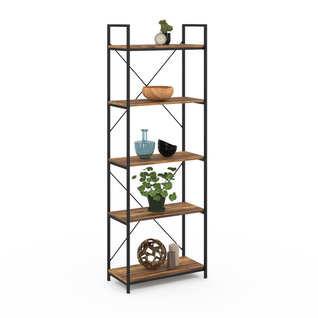 Etagère 5 Niveaux Hawkins Bois Foncé Design Industriel 170 Cm