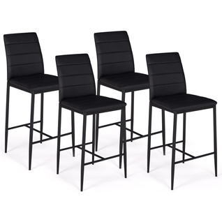Lot De 4 Tabourets Romane En Pvc Noir Design Contemporain Chaises De Bar Rembourrées
