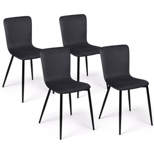 Lot De 4 Chaises Macha En Velours Gris Foncé Pour Salle à Manger