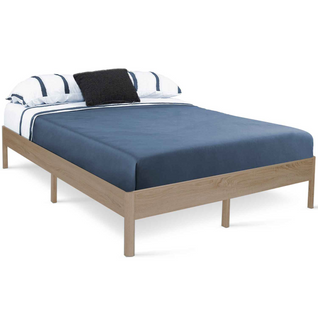 Cadre De Lit Double Yakuta Avec Sommier 140 X 190 Cm Effet Bois Naturel