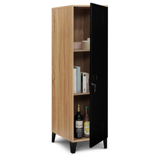 Armoire Vestiaire Ester Bois Porte Métal Noir Design Industriel