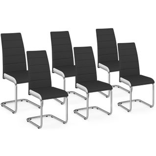 Lot De 6 Chaises Mia Noires Liseré Blanc Pour Salle à Manger
