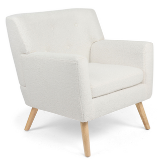 Fauteuil Scandinave Liv En Tissu Bouclette Blanc