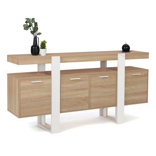 Buffet 160 Cm Phoenix XXL 4 Portes Bois Et Blanc