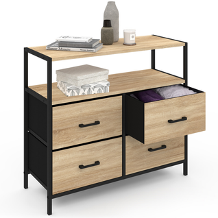 Commode 4 Tiroirs En Tissu Utah 80 Cm Meuble De Rangement Design Industriel
