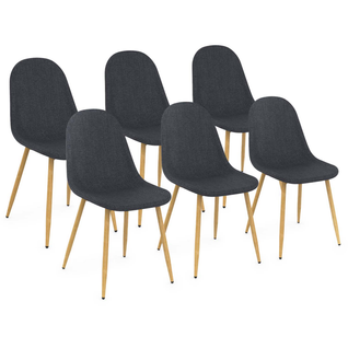 Lot De 6 Chaises Scandinaves Daphne En Tissu Gris Foncé Pour Salle à Manger