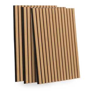 Panneaux Acoustiques Muraux Tasseaux De Bois 250 X 60 Cm Lattes Finition Chêne Clair Fond Noir