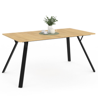 Table à Manger Rectangle Yseult 8 Personnes Bois Et Noir Design Industriel 160 Cm
