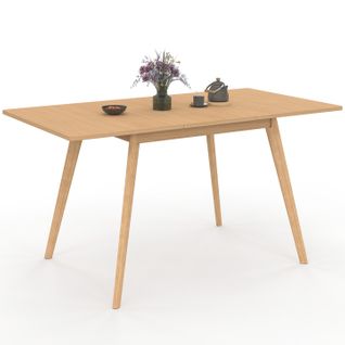 Table à Manger Extensible Rectangle Noor 4-8 Personnes Effet Bois 110-150 Cm
