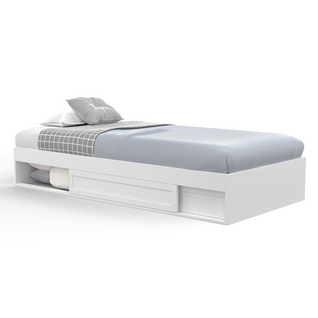 Cadre De Lit Simple Salem Avec Rangement Et Sommier 90 X 190 Cm Blanc