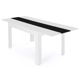 Table à Manger Extensible Rectangle Georgia 6-10 Personnes Blanche Et Noire 140-220 X 90 Cm