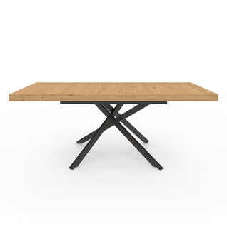 Table à Manger Extensible Rectangle Ines 6-10 Personnes Bois Et Noir 160-200 Cm