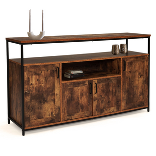Buffet 140 Cm Dayton 4 Portes Avec Niche Effet Vieilli Design Industriel