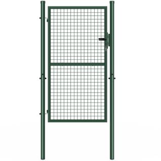 Portillon De Jardin 105 X 175 Cm En Acier Avec Serrure Et Poignée Vert