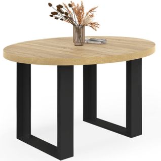 Table à Manger Fixe Ronde Phoenix 4 Personnes Bois Et Noir 110 Cm