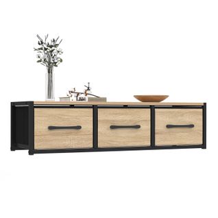 Étagère Murale Console D'entrée Utah 3 Tiroirs Design Industriel