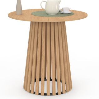 Table à Manger Ronde Carmen 4 Personnes Pied Bois En Lattes Et Plateau Bois 80 Cm
