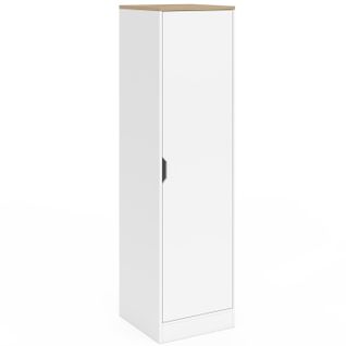 Armoire De Rangement Nouk 1 Porte Avec Étagères Blanc Et Bois