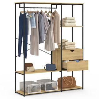 Dressing Penderie Avec Étagères Et 2 Tiroirs L. 130 Cm Detroit Design Industriel