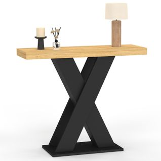 Console Alicia Plateau Bois Et Pied X Noir