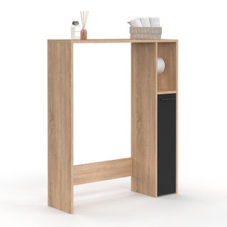 Meuble Dessus Wc Wallis Avec Placard  Façon Hêtre Et Noir