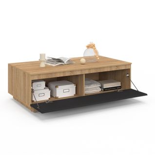 Table Basse Tomi 110 Cm Avec Porte Façon Hêtre Et Noir