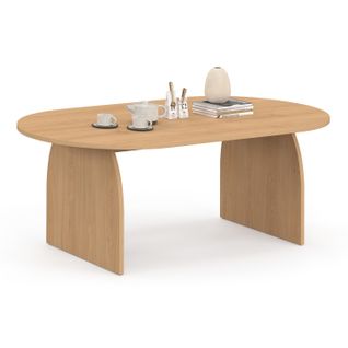Table Basse Japandi Ovale Edith 110 Cm Bois Effet Hêtre