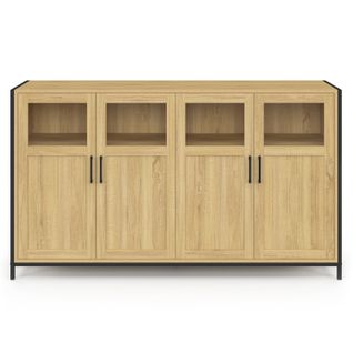 Buffet 140 Cm Detroit 4 Portes Avec Vitrines Design Industriel