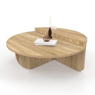 Lot De 2 Tables Basses Rondes Guilia Asymétriques Façon Hêtre