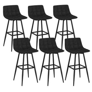 Lot De 6 Tabourets De Bar Mady En Velours Noir