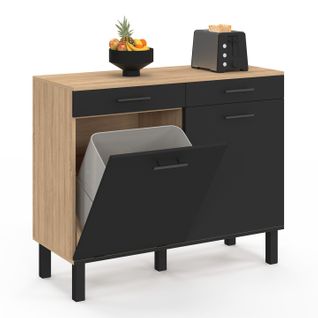 Buffet Bas De Cuisine Avec Espace Poubelle 100 Cm Cina Plan De Travail H.83 Cm 2 Portes + Tiroirs Fa