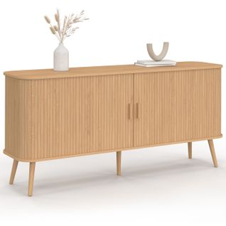 Buffet 160 Cm Romie XXL Effet Lattes 2 Portes Coulissantes