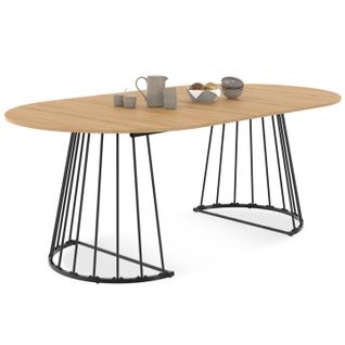 Table à Manger Extensible Ronde Yuna 4-10 Personnes Bois Et Noir 110 - 200 Cm