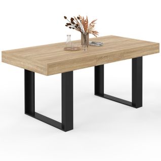 Table à Manger Extensible Rectangle Phoenix 4-6 Personnes Bois Et Noir 120-160 Cm