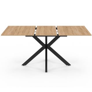 Table à Manger Extensible Rectangle Alix 4-8 Personnes Pied Araignée Bois Et Noir 120 - 160 Cm