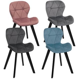 Lot De 4 Chaises Robine En Velours Mix Color Pastel Bleu, Gris Clair, Gris Foncé, Rose