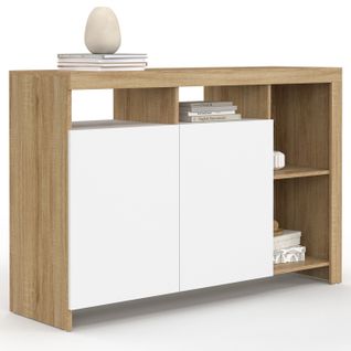 Buffet 110 Cm Malo Bois Et Portes Blanches