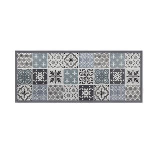 Tapis En Vinyle Effet Carreaux De Ciment Noir Et Blanc 66 X 160 Cm