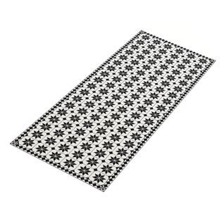 Tapis En Vinyle Effet Mosaïque Noir Et Blanc 66 X 160 Cm