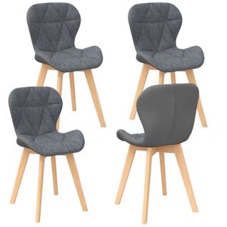 Lot De 4 Chaises Roxane Bi-matière En Tissu Et Pu Grises Pour Salle à Manger