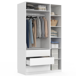 Dressing Modulable Taylor 120 X 55 X 200 Cm 2 Modules Avec Penderie + Étagères + Tiroirs Blanc