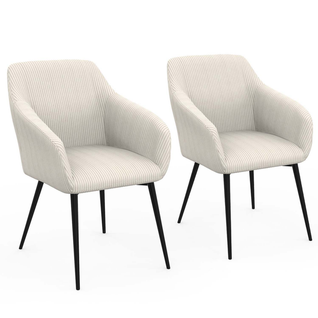 Lot De 2 Chaises De Salle à Manger, Fauteuils De Table Jany En Velours Côtelé Beige