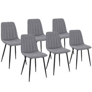 Lot De 6 Chaises Mira En Tissu Gris Clair Pour Salle à Manger