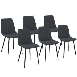 Lot De 6 Chaises Mira En Tissu Gris Foncé Pour Salle à Manger