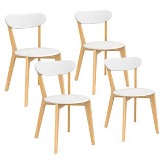 Lot De 4 Chaises Scandinaves Freja Bicolore Blanc Et Bois Pour Salle à Manger