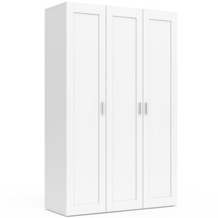 Armoire 3 Portes Vito Blanc Penderie 120 Cm Avec Étagères