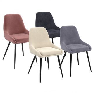 Lot De 4 Chaises Thalya En Velours Mix Color Crème, Gris Clair, Gris Foncé, Rose Avec Accoudoirs